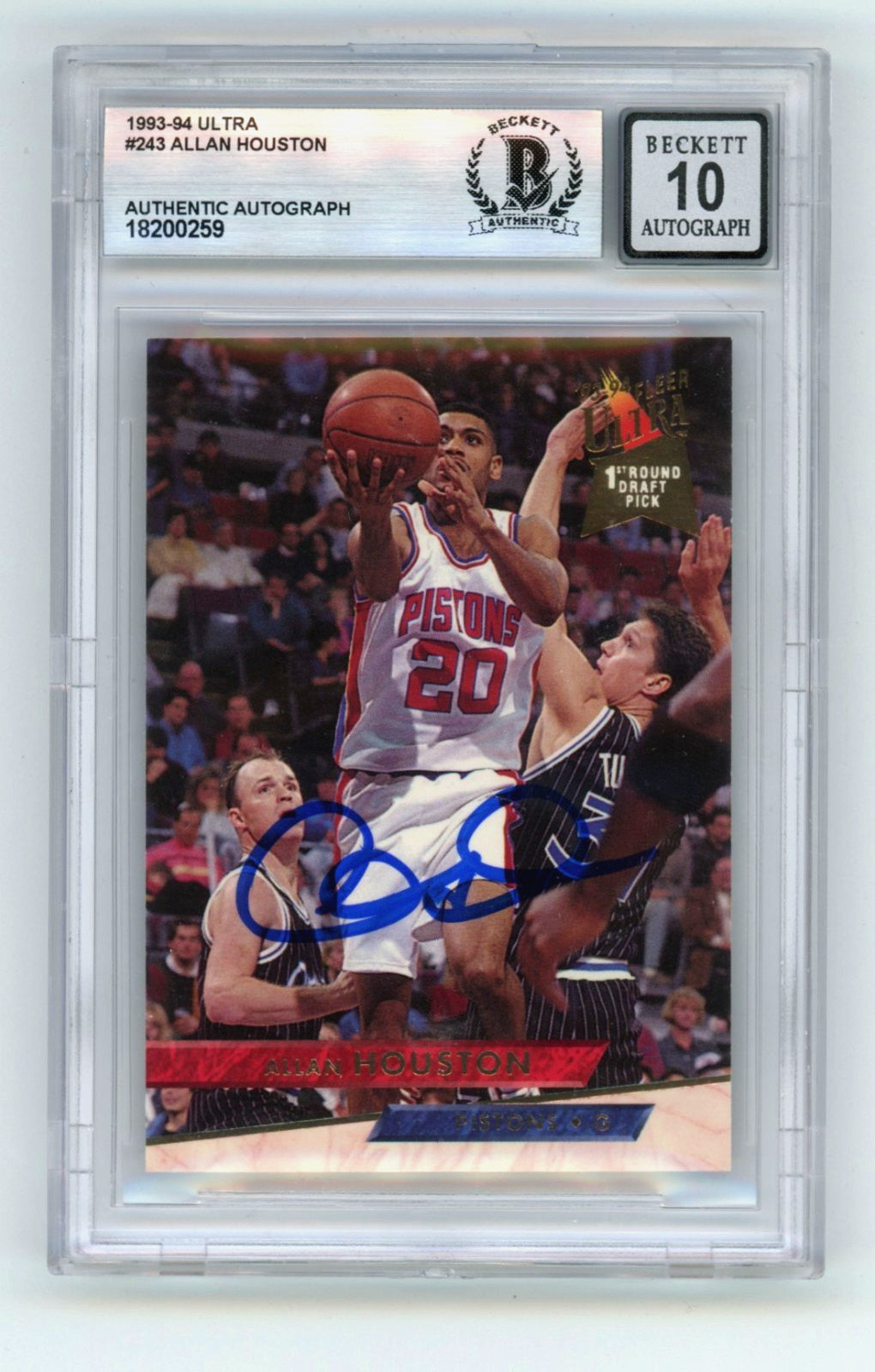 Allan Houston Autographed 1993-94 Fleer Ultra Rookie Card BGS 10 Auto