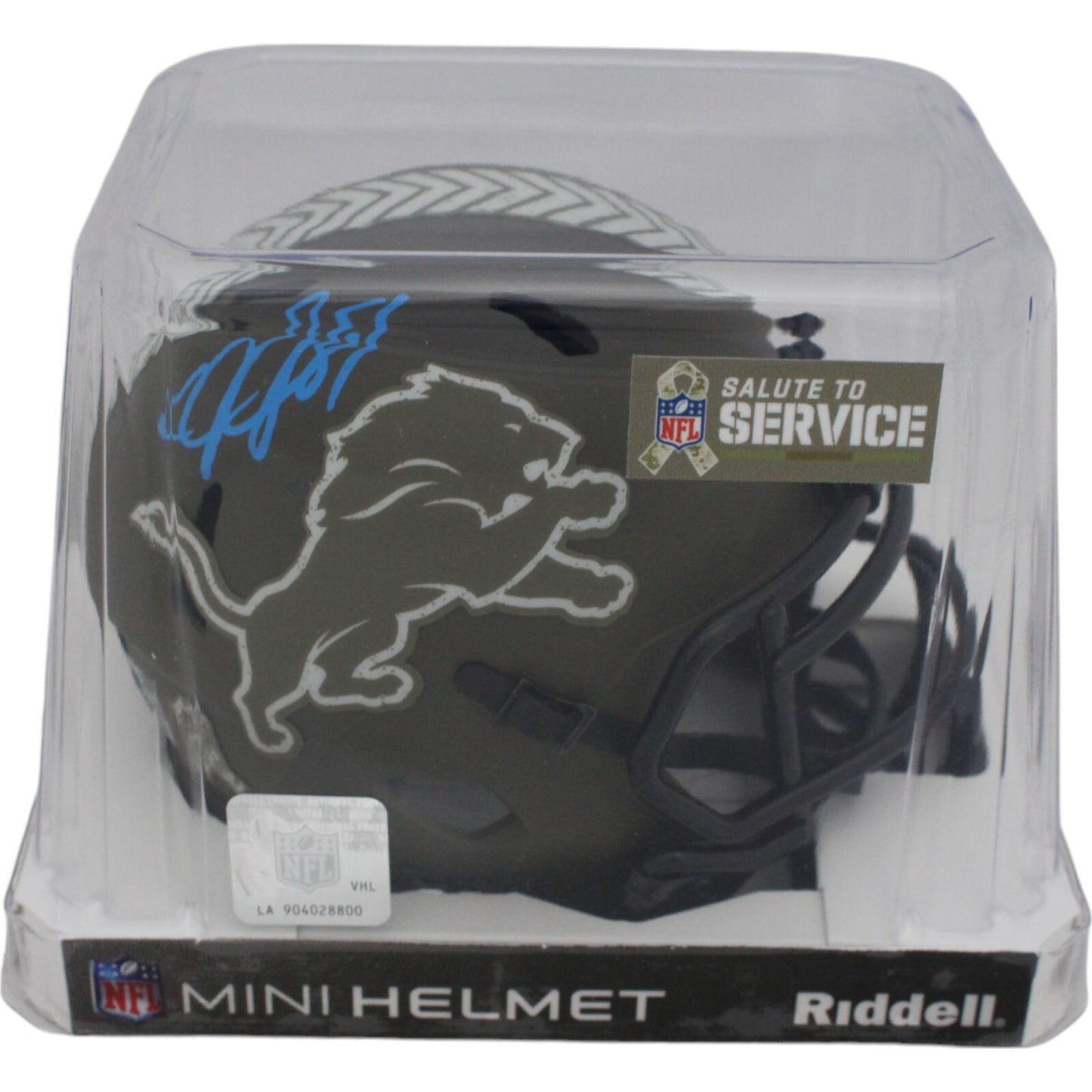Calvin Johnson Autographed Detroit Lions 2022 Salute to Service Mini Helmet