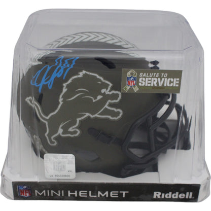Calvin Johnson Autographed Detroit Lions 2022 Salute to Service Mini Helmet