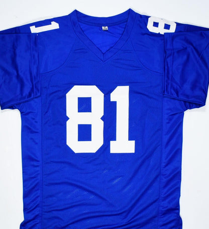 Amani Toomer Signed New York Giants Blue Custom Jersey - SB Champs Inscribed