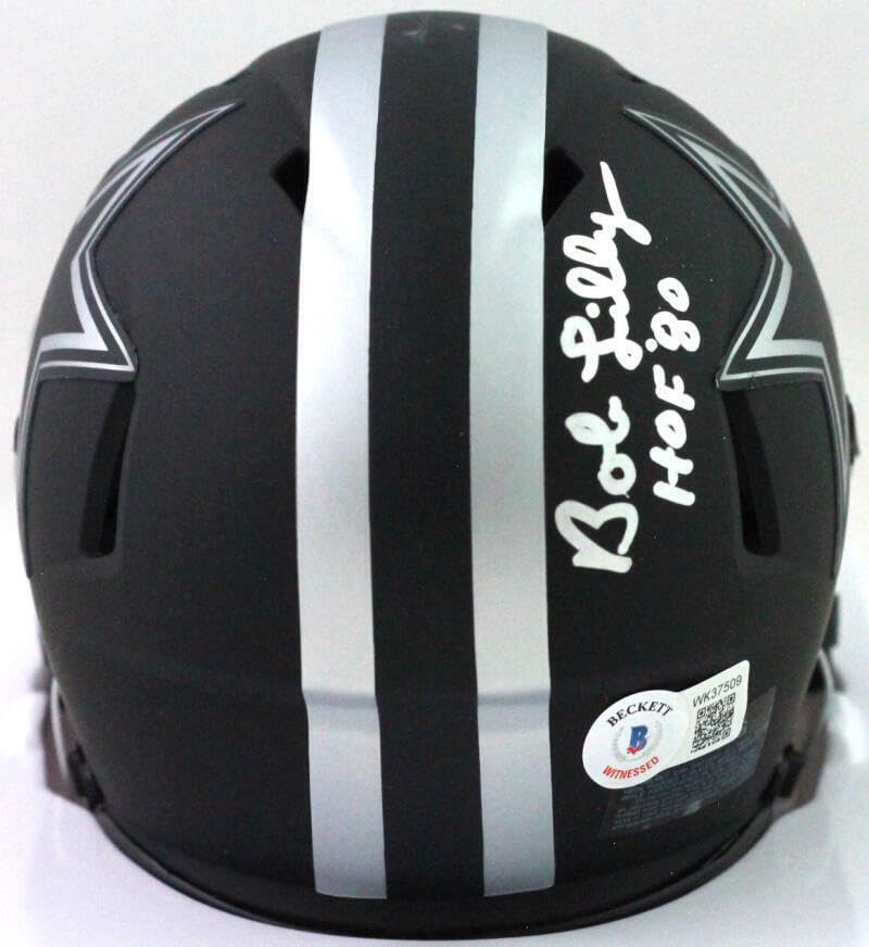 Bob Lilly Signed Dallas Cowboys Eclipse Mini Helmet with HOF Inscription