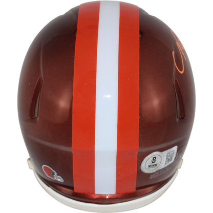 Nick Chubb Cleveland Browns Flash Speed Mini Helmet Beckett COA