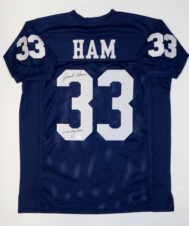 Jack Ham Signed Blue Custom Jersey - Linebacker U