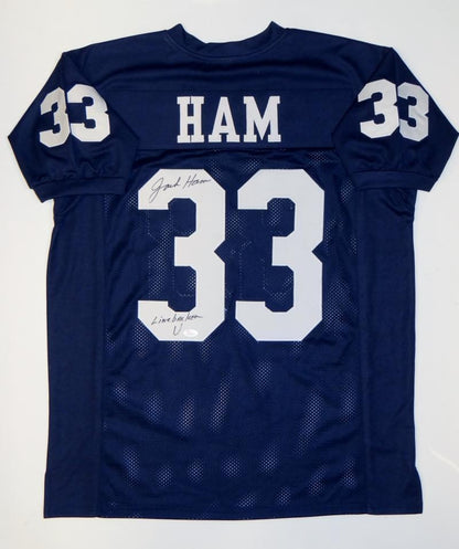 Jack Ham Signed Blue Custom Jersey - Linebacker U