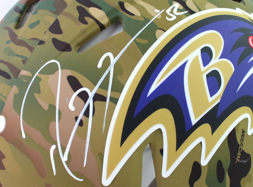 Ed Reed & Ray Lewis Signed Baltimore Ravens Camo Speed Authentic Helmet