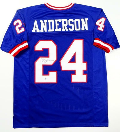 Ottis Anderson Autographed Blue Custom Football Jersey