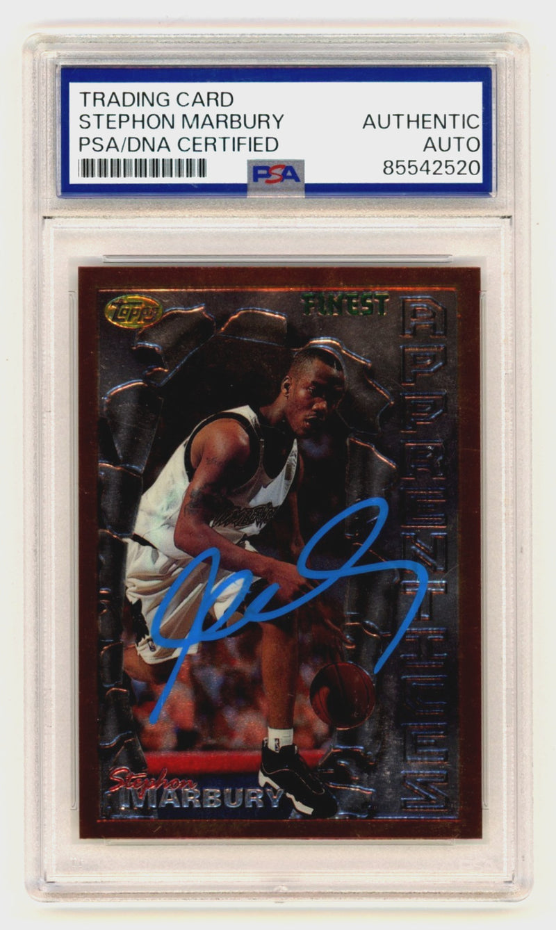 Stephon Marbury Autographed 1996-97 Topps Finest Rookie Card PSA Authentic