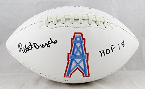 Robert Brazile Signed Houston Oilers Logo Football with HOF Inscription
