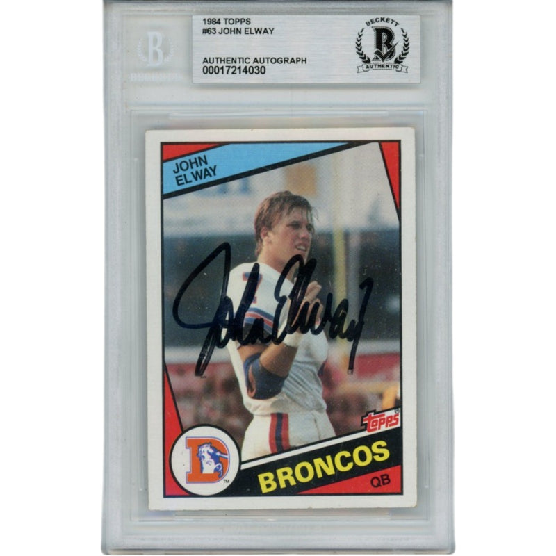 John Elway Signed Denver Broncos 1984 Topps Card #63 Slabbed Beckett BAS