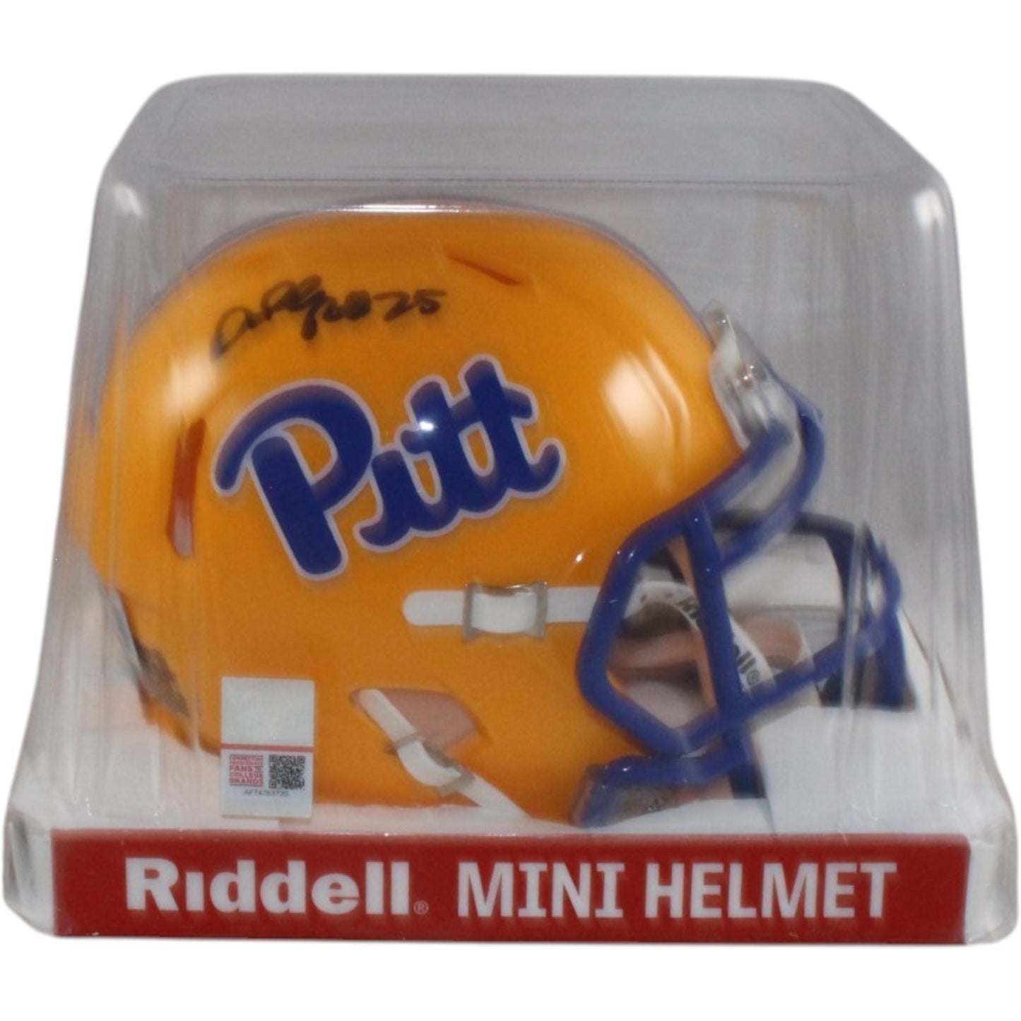 Darrelle Revis Signed Pittsburgh Panthers Gold Mini Helmet