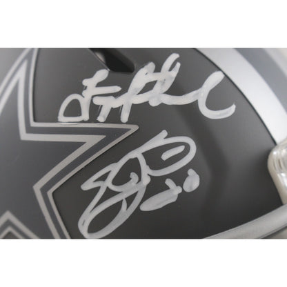 Troy Aikman, Emmitt Smith & Michael Irvin Signed Dallas Cowboys Slate Mini Helmet