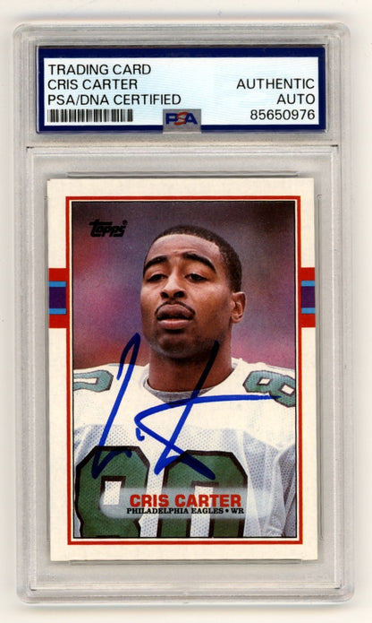 Cris Carter Signed 1989 Topps #121 Rookie Card PSA Authentic - Eagles