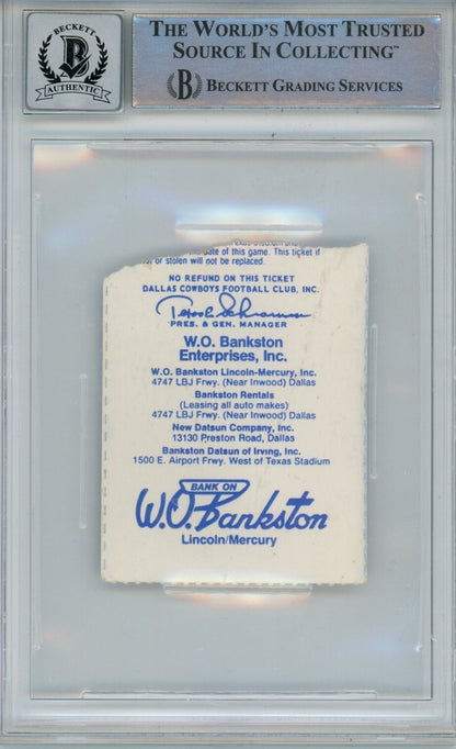 Tony Dorsett Signed Dallas Cowboys Ticket Stub (11/20/83 vs Chiefs) BAS Slab