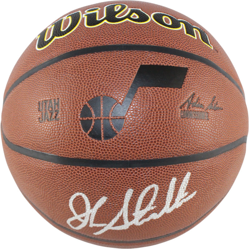John Stockton Signed Utah Jazz Wilson Logo Basketball