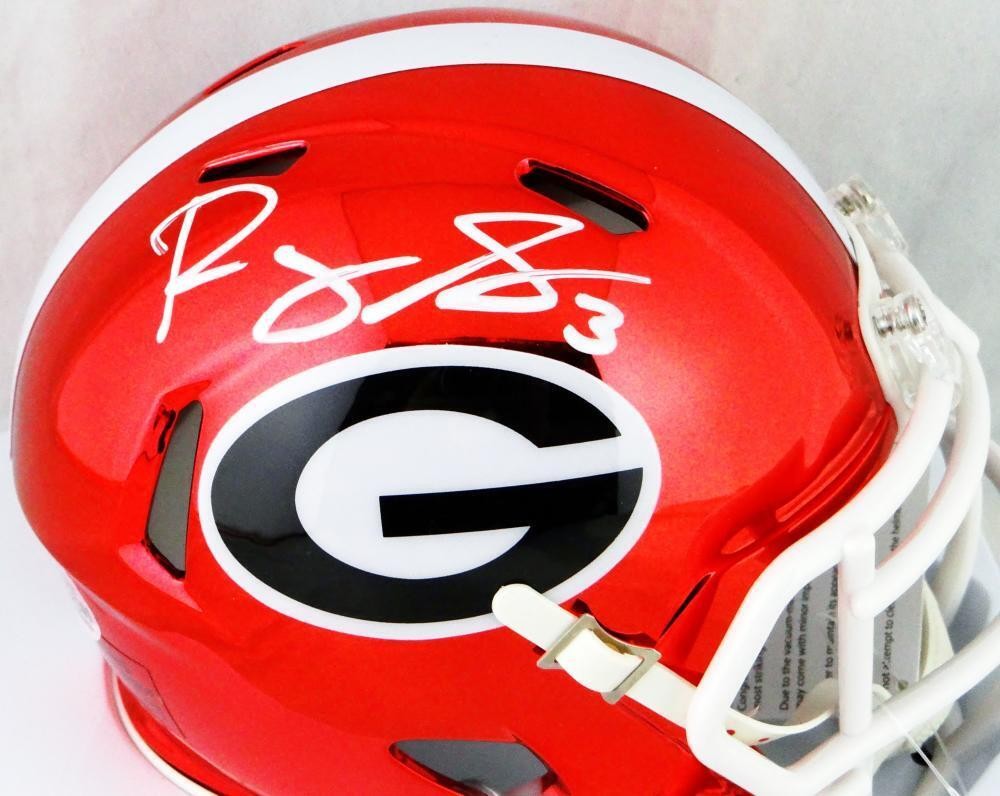 Roquan Smith Signed Georgia Bulldogs Chrome Mini Helmet