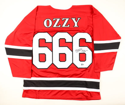 Ozzy Osbourne Autographed Custom Red Entertainment Jersey