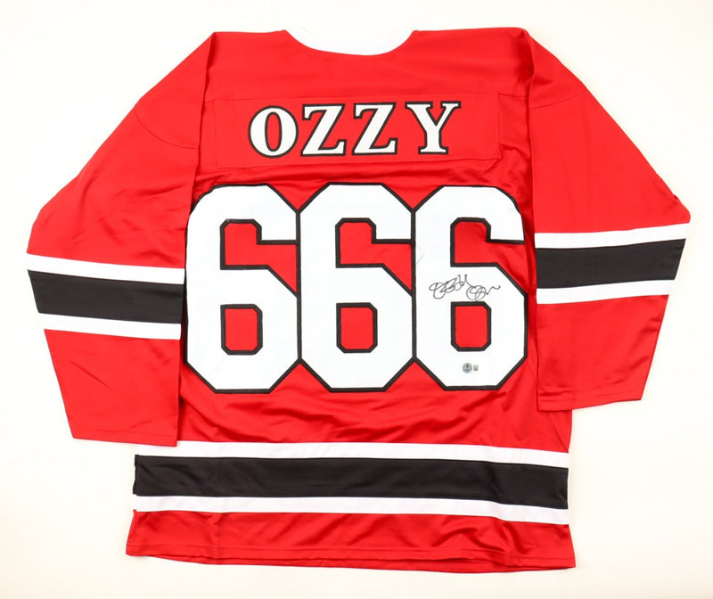 Ozzy Osbourne Autographed Custom Red Entertainment Jersey