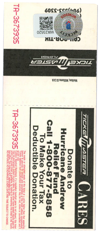 Deion Sanders Autographed Atlanta Braves 4/21/1993 Ticket Stub BAS