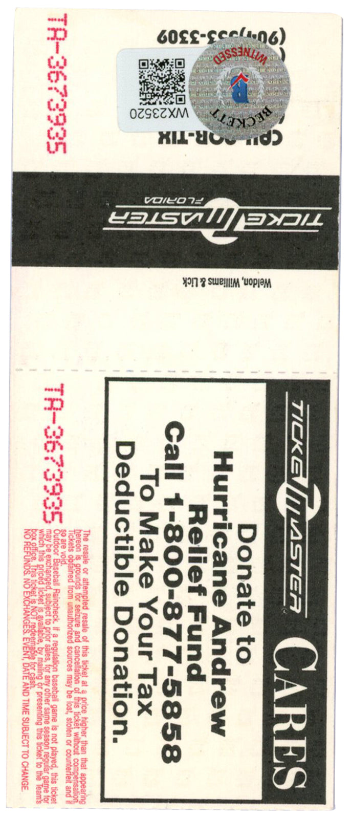 Deion Sanders Autographed Atlanta Braves 4/21/1993 Ticket Stub BAS