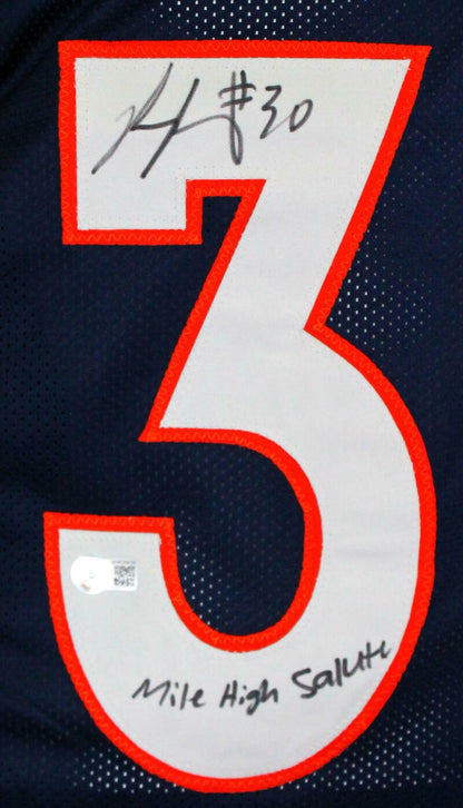 Phillip Lindsay Autographed Denver Broncos Style Custom Blue Jersey