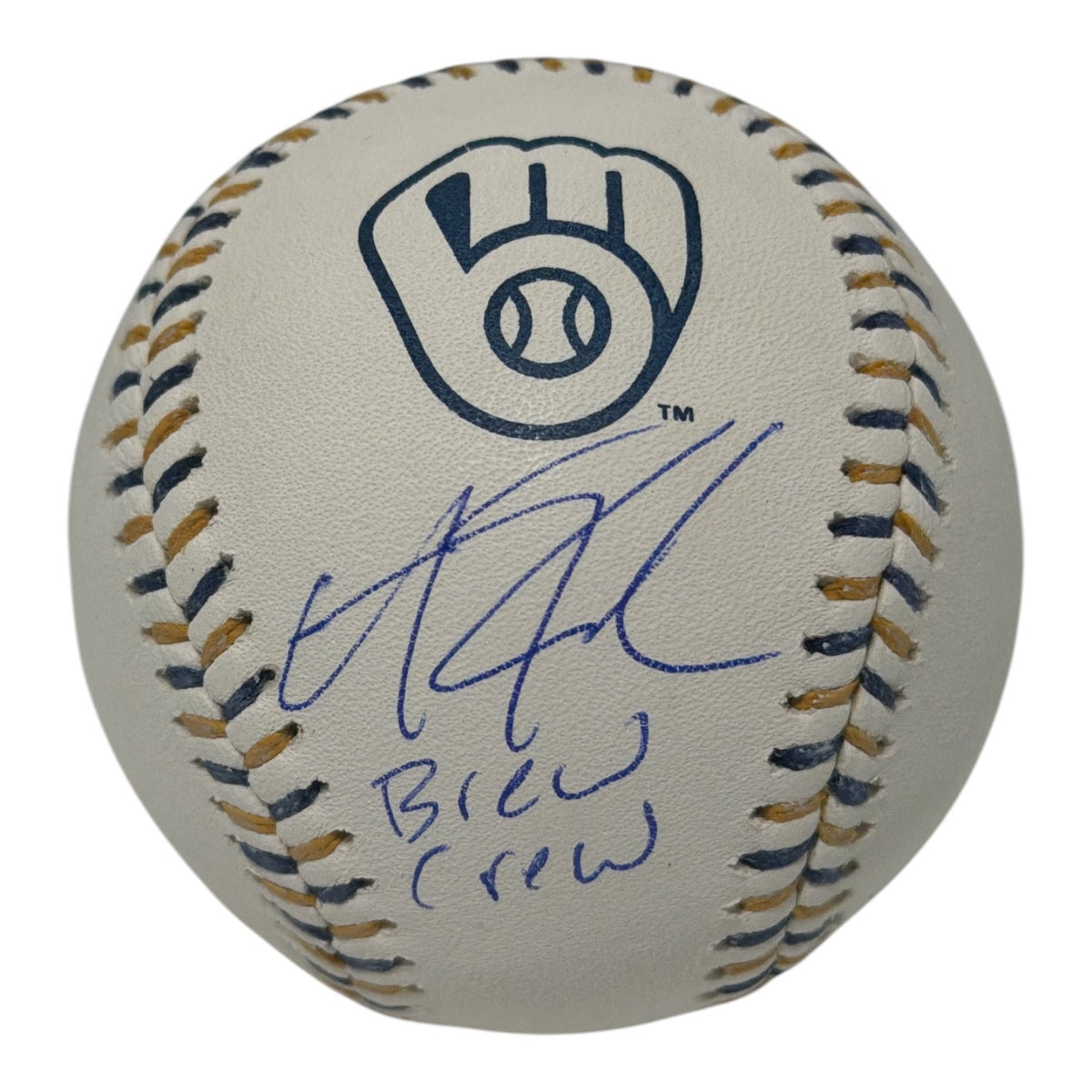 Andrew Fischer Autographed Milwaukee Brewers Logo Baseball