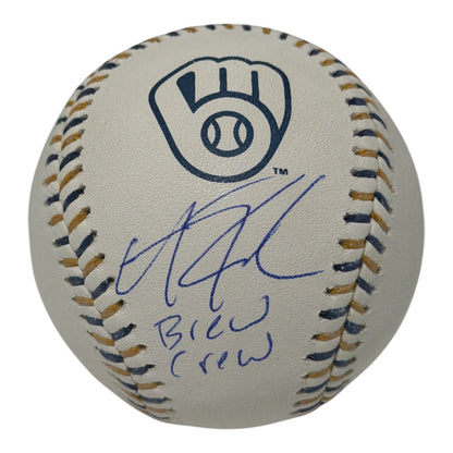 Andrew Fischer Autographed Milwaukee Brewers Logo Baseball