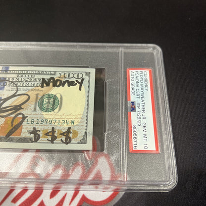 Floyd Mayweather Jr Signed $100 Bill with 4 Inscriptions PSA 10