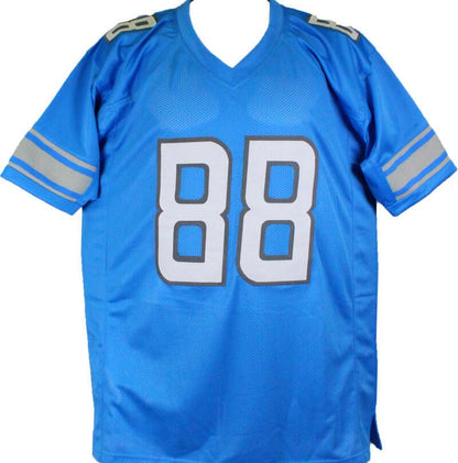 TJ Hockenson Autographed Detroit Lions Style Custom Blue Jersey