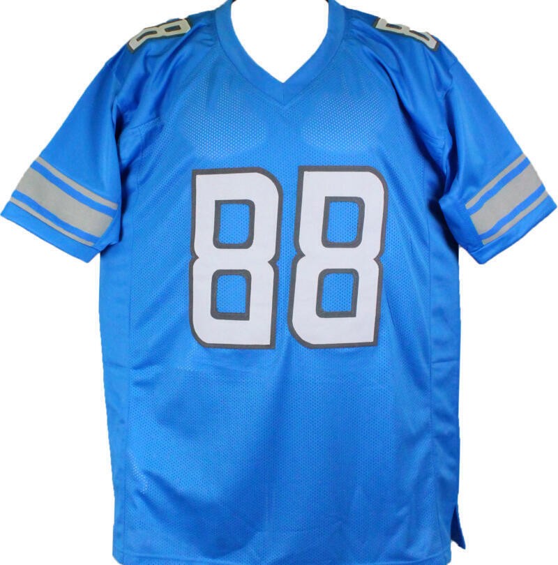 TJ Hockenson Autographed Detroit Lions Style Custom Blue Jersey