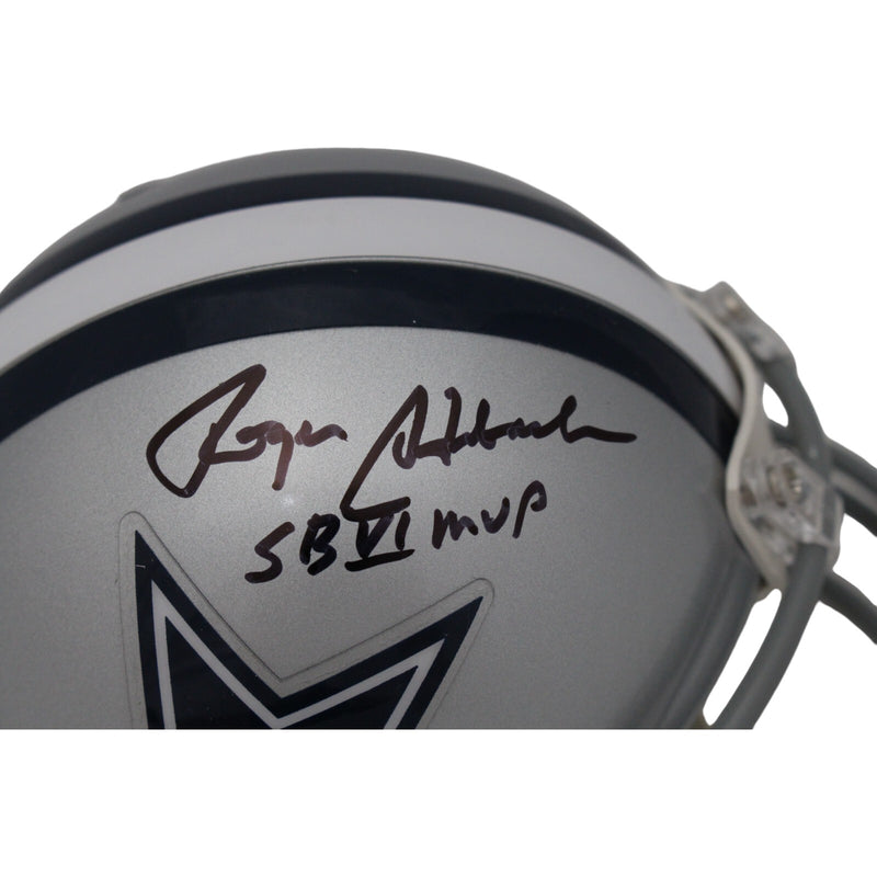 Roger Staubach Dallas Cowboys Signed VSR4 Mini Helmet (SB VI MVP Inscription)