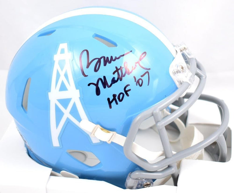 Bruce Matthews Signed Houston Oilers 1960-62 Speed Mini Helmet HOF