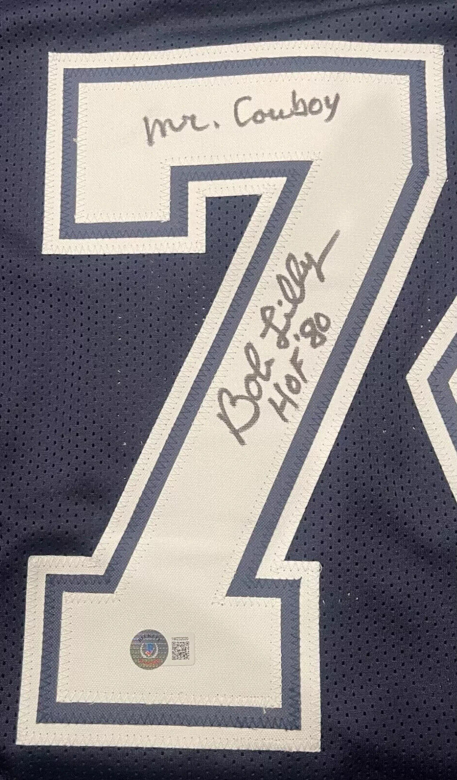 Bob Lilly Signed Dallas Cowboys Navy Custom Jersey (4 Inscriptions) BAS