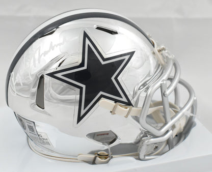 Roger Staubach Signed Dallas Cowboys Chrome Speed Mini Helmet
