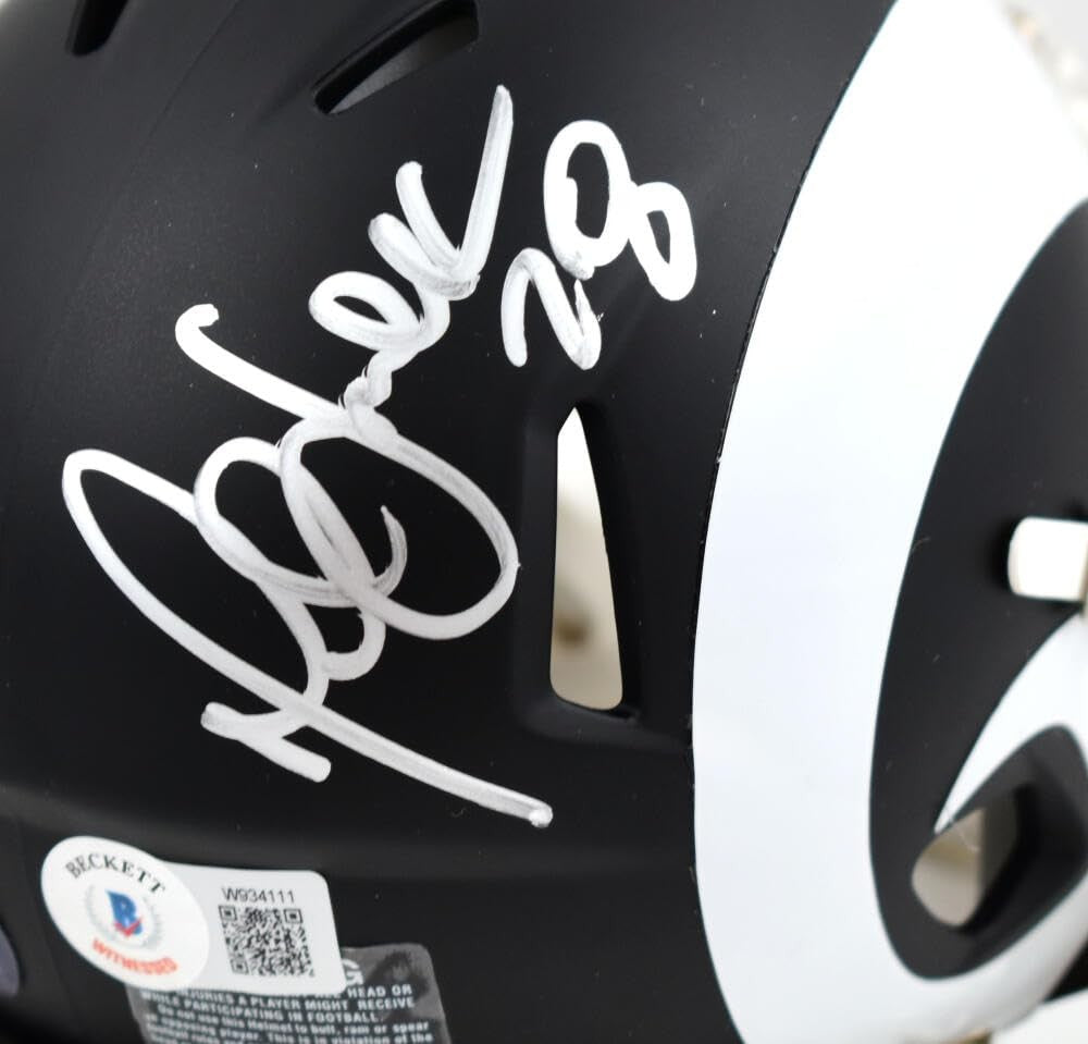 Marshall Faulk Signed St. Louis Rams Flat Black Speed Mini Helmet