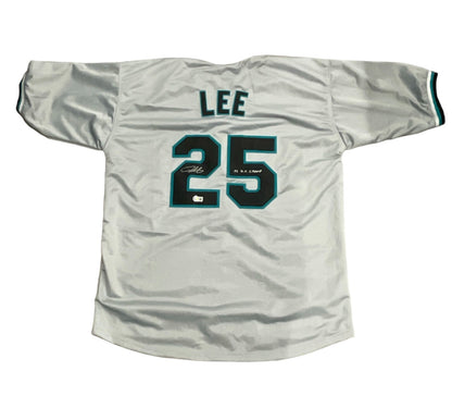 Derrek Lee Autographed Florida Marlins Custom Jersey ('03 WS Champs)