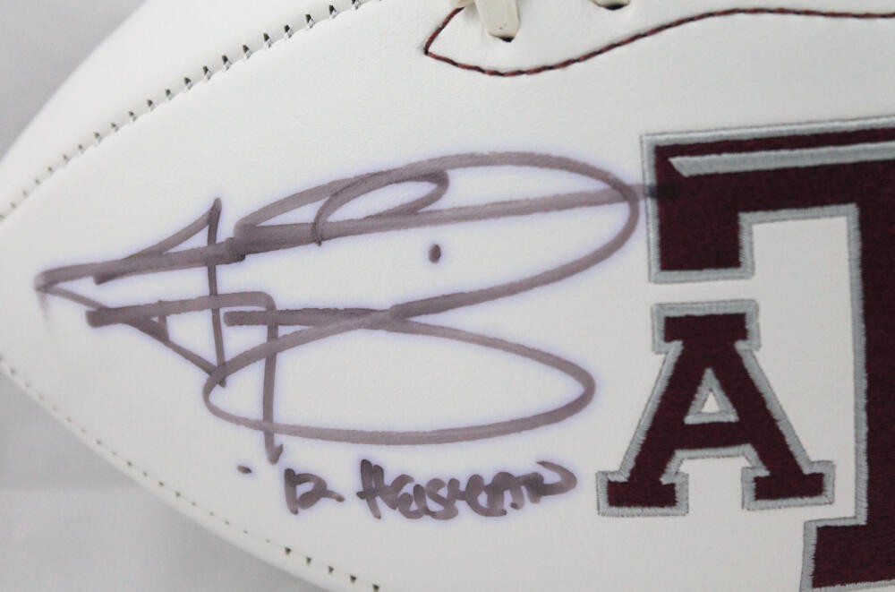 Johnny Manziel Signed Texas A&M Aggies Logo Football - Heisman Inscription
