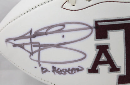 Johnny Manziel Signed Texas A&M Aggies Logo Football - Heisman Inscription