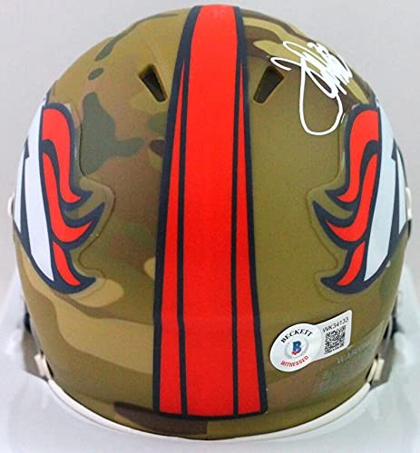 Terrell Davis Signed Denver Broncos Camo Mini Helmet HOF Inscribed