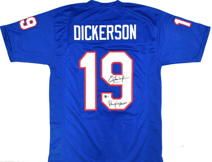 Eric Dickerson Autographed SMU Mustangs Custom Blue Jersey