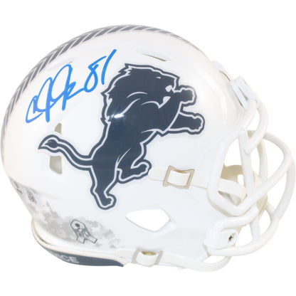 Calvin Johnson Signed Detroit Lions 2024 Salute To Service Mini Helmet