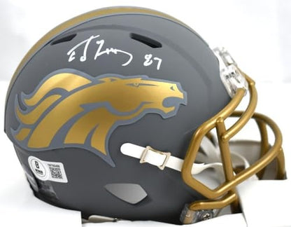 Ed McCaffrey Signed Denver Broncos Slate Speed Mini Helmet