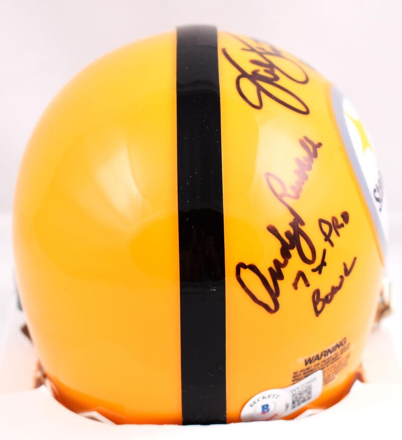 Jack Ham, Jack Lambert & Andy Russell Signed Steelers Mini Helmet