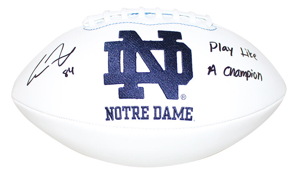 Cole Kmet Signed Notre Dame Logo Football - Play Like a Champion Inscription