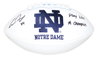 Cole Kmet Signed Notre Dame Logo Football - Play Like a Champion Inscription
