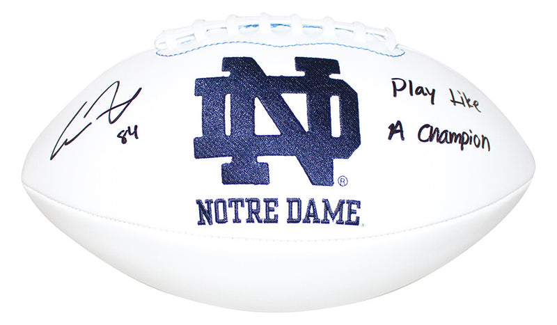Cole Kmet Signed Notre Dame Logo Football - Play Like a Champion Inscription