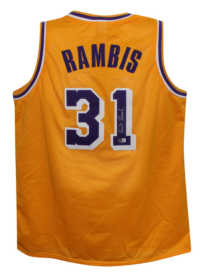 Kurt Rambis Signed Los Angeles Lakers Custom Yellow Jersey