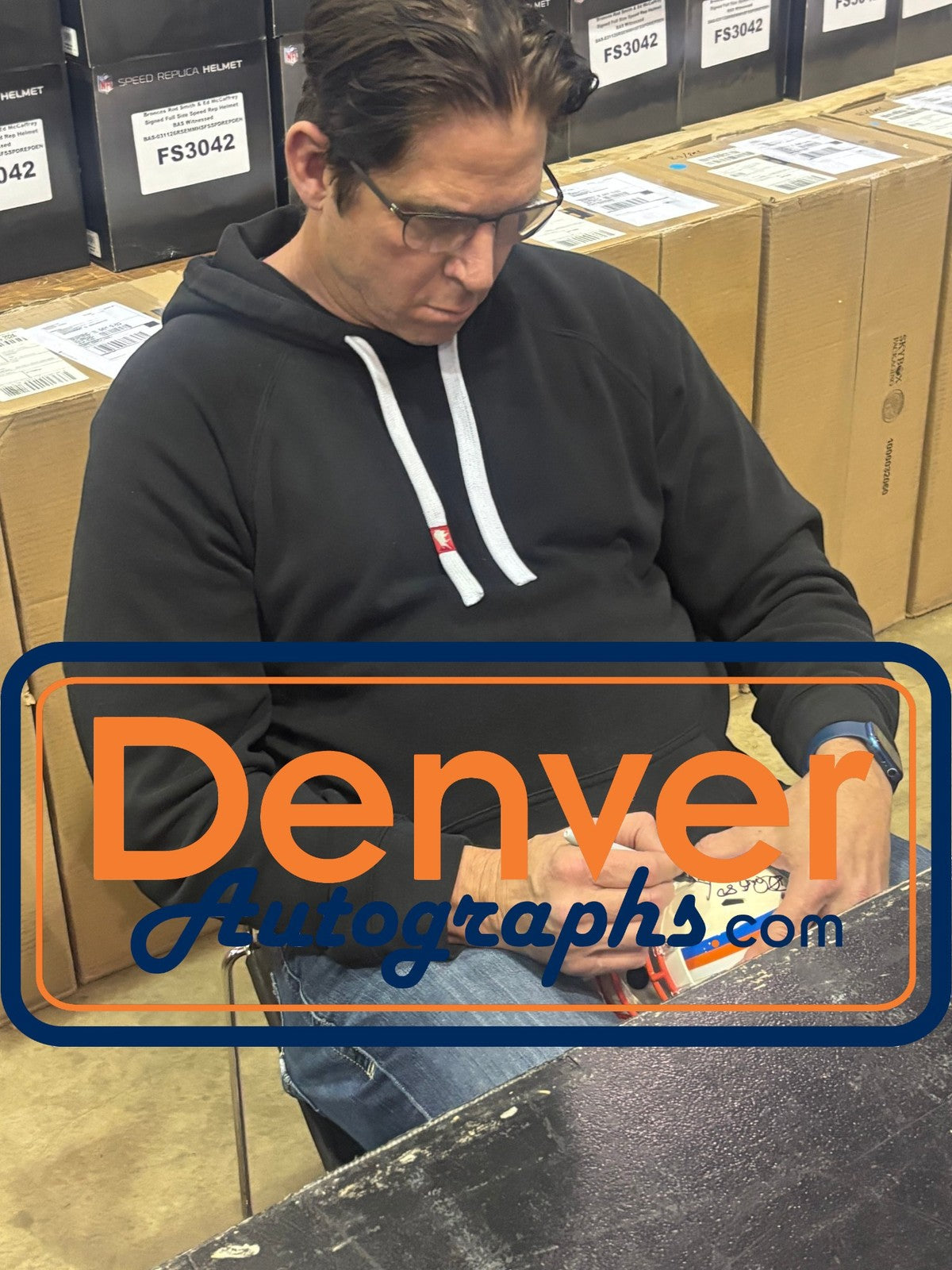 Ed McCaffrey & Rod Smith Signed Denver Broncos Retro Mini Helmet