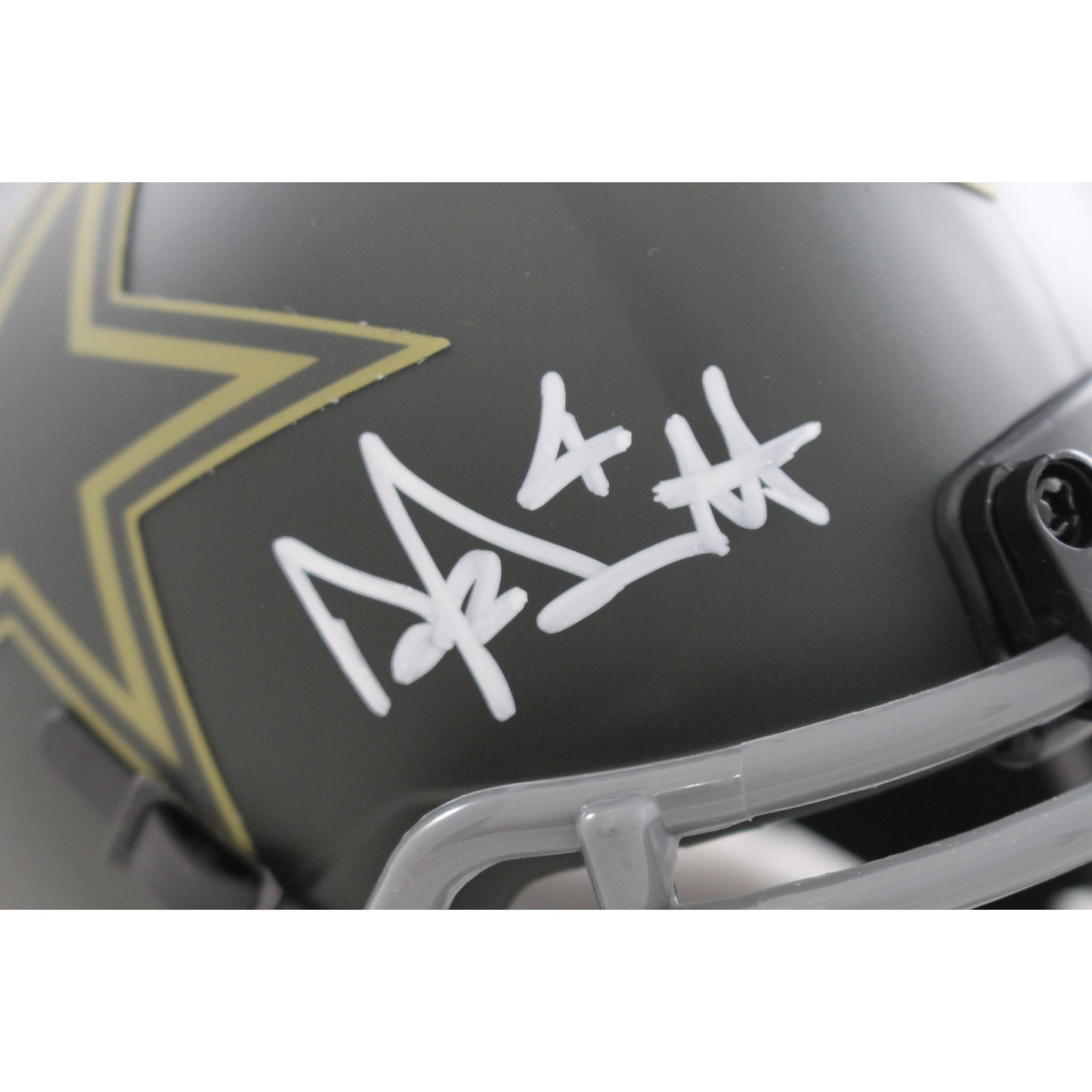 Dak Prescott Signed Dallas Cowboys Mini Helmet - 2025 Salute to Service