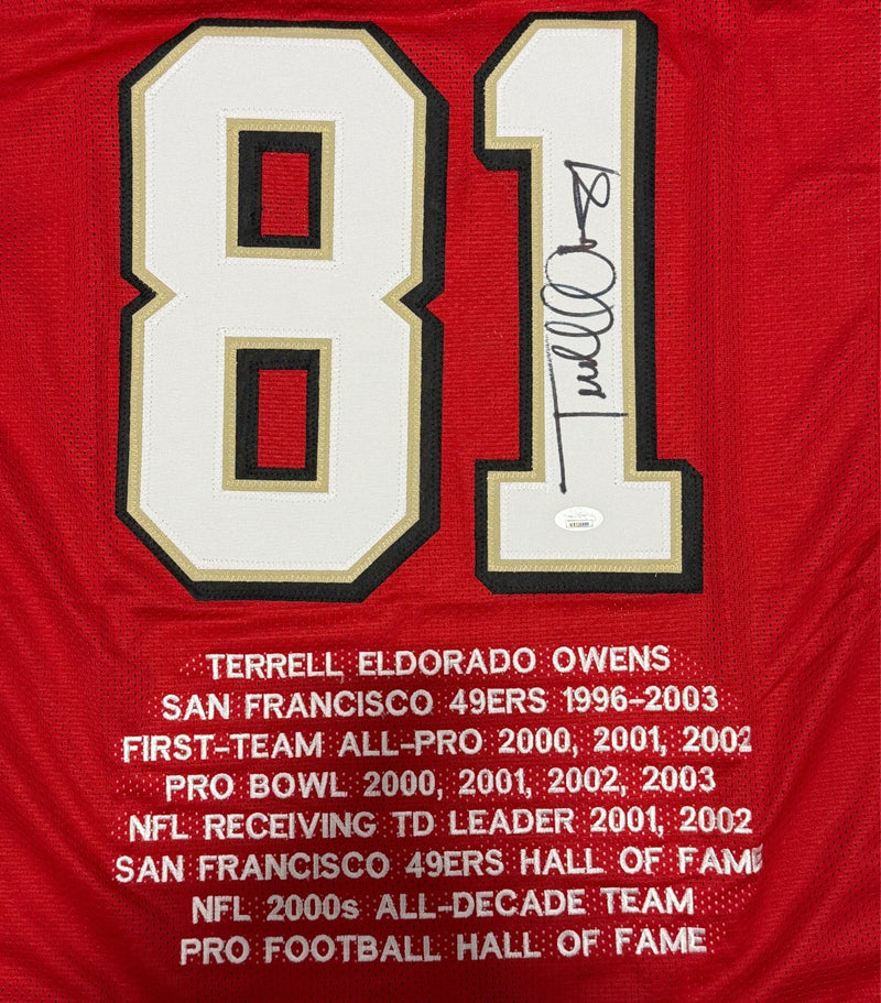Terrell Owens San Francisco 49ers Signed Custom Stat Jersey (JSA COA)