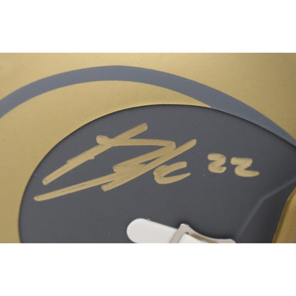 Blake Corum Los Angeles Rams Autographed Slate Mini Helmet Beckett COA